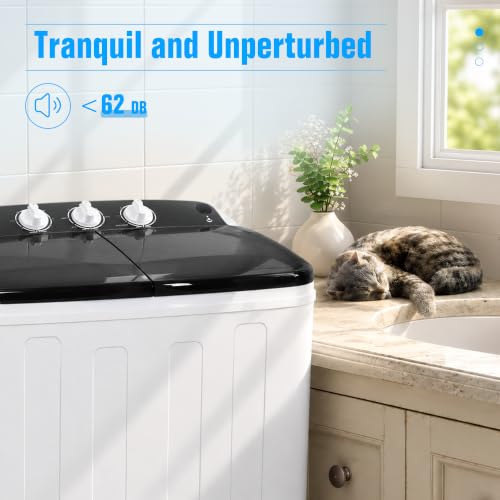 Image of Portable Washing Machine,25.3 lbs Capacity,Washer and Dryer Combo Machine for Homes & Apartments,Twin Tub Laundry Washer with Spin Cycle, BLACK