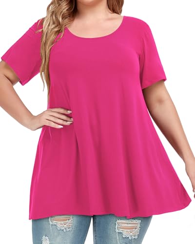 Image of JOELLYUS Plus Size Tops for Women Tunic Floral Casual Short Sleeves T Shirts Flowy Blouses 2026