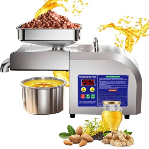 HSSTYLE Pressa per Olio Intelligente da 800 W, in Acciaio Inossidabile, per Estrazione a Freddo/a Caldo di Olio Biologico, con Controllo Intelligente della Temperatura.