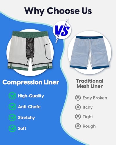 Image of maamgic 2 in 1 Mens Swim Trunks 7 Inch Swim Shorts Swim Suits Board Shorts