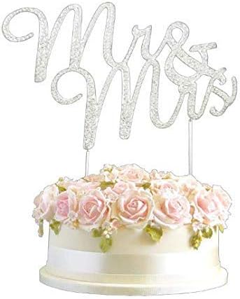 Crystal Monogran Wedding cake Topper Mr & Mrs rhinestone diamante Silver Bride bling cake decoration wedding Anniversary cake topper by Generic