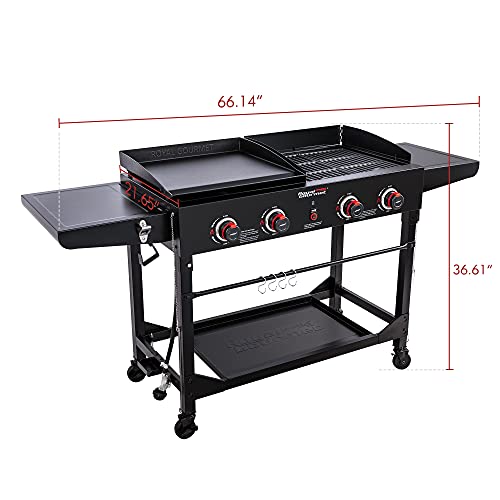 Royal-Gourmet-GD402-4-Burner-Portable-Flat-Top-Gas-Grill-and-Griddle-Combo-with-Folding-Legs-48000-BTU-Black