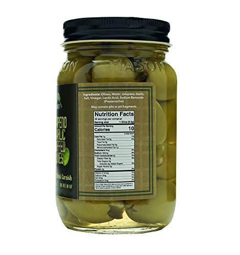 image for Green Jay Gourmet Double Stuffed Olives – Jalapeno & Garlic Stuffed 