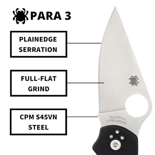 Spyderco Para 3 Signature Folding Utility Pocket Knife with 2.95" Stainless Steel Blade and G-10 Handle - Everyday Carry - PlainEdge - C223GP - Image 3