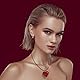 Herz-Halskette & -Ohrringe mit rotem Glas-Herzen-Hals-Choker & Samtbeutel-Set - Schmuck-Set für Birthday-Ketten & Valentinstag