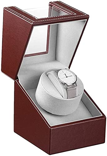 Estuche para dar cuerda a relojes con caja antipolvo de cuero marrón 4