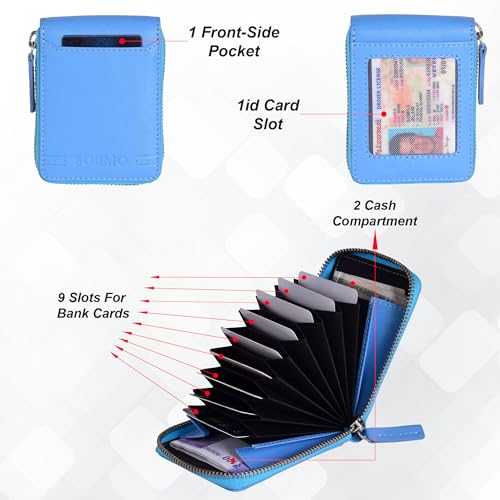 Image of Amazon Brand - Solimo Andrew Genuine Leather RFID Blocking Card Holder Ultra Strong Stitching 10 Card 2 Currency Holder 1 ID Window for Men and Women