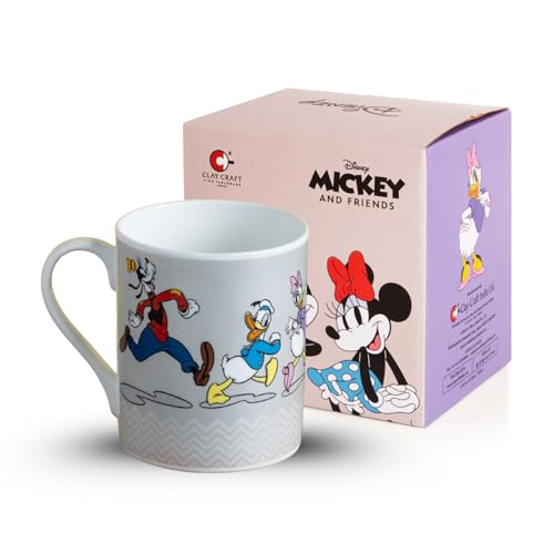 Image of Clay Craft - Official Disney Mugs : Donald Duck & Friends Running Print, Fine Ceramic Coffee Mug, 360 Ml |Cartoon Character Gift Mug for Kids & Adults | Microwave & Dishwasher Safe