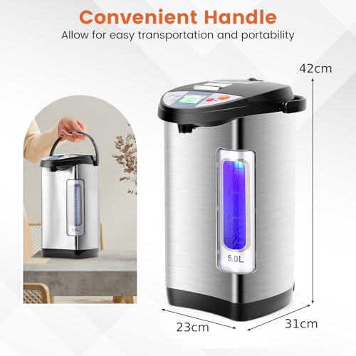 TANGZON 5L Instant Hot Water Dispenser, Thermal Stainless Steel Water Boiler with 5 Temperature Settings, 24H Timer, Auto Re-Boil & Rotatable Base, Electric Instant Kettle for Home Office Brewing - Image 6