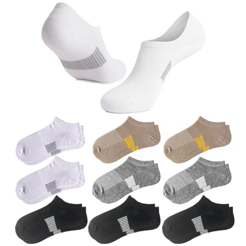 Image of Women's Ankle Cotton Socks Low Cut Athletic Running Soft Thin No Show White Socks 10 Pairs(10,Black+White+Beige+Gray)
