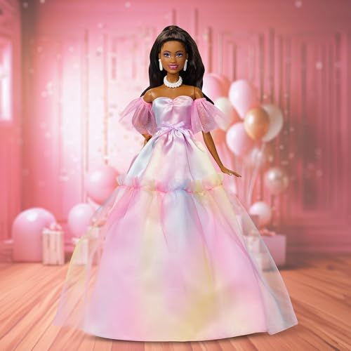 Barbie Signature Birthday Wishes Fashion Doll with Black Hair in Dress with Pastel Rainbow Effect, Collectible Toy with Giftable Packaging - image 2