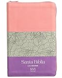 Biblia NVI Peninsular Letra Grande Castellano España Tricolor Rosa /Gris/Lila con cierre Tamaño Manual Piel Italiana Fácil Comprensión
