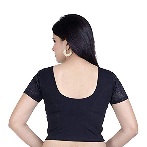 Image of Fressia Fabrics Women's Stretchable Readymade Saree Blouse Pack of 3-100black 117gold XXX