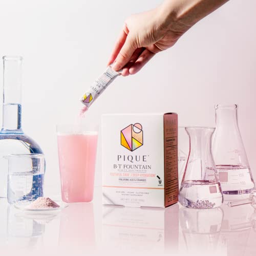 Pique Bt Fountain Beauty Electrolyte Powder - Hydration Powder Packets With Hyaluronic Acid, Ceramides, Magnesium For Hydrated, Elastic Skin - No Added Sugar - 28 Single Serve Sticks (Pack Of 1) #TOP3