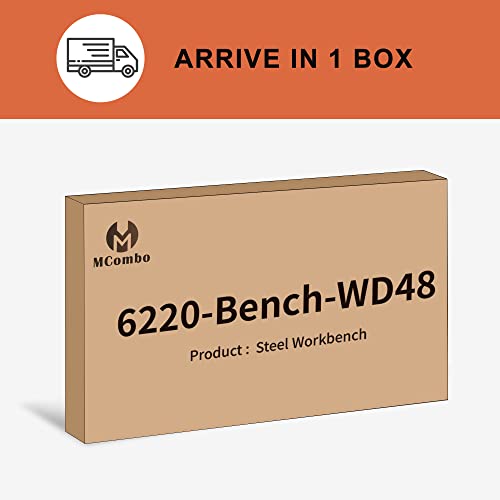 Mcombo 48" Adjustable Workbench With Oak Wood Top, Overall Steel Frame Worktable For Garage, Workstation For Workshop And Home Improvement Wd48 #TOP7