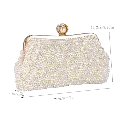 Image of Ayliss Pearl Clutch Purses for Women Wedding Bridal Evening Small Clutch Crossbody Handbag Full Beaded Parites Prom