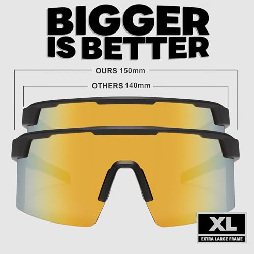 Image of WISTON XL Z87 Sunglasses for Big Wide Heads Men Women,TR90 Ultralight UV400 Protection Sun Glasses Z8224