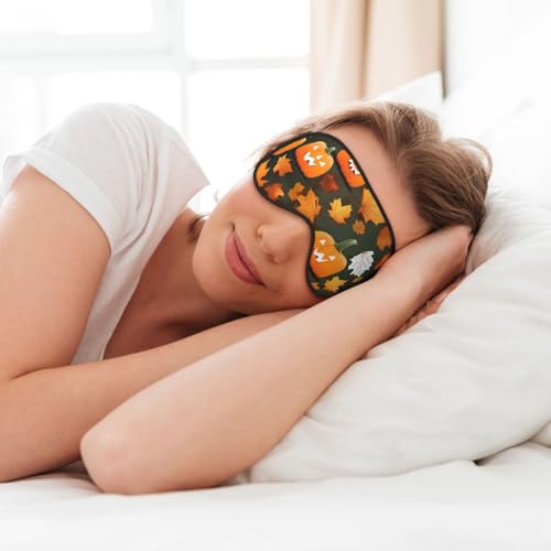 Máscara de ojos suave con estampado de calabaza para el día de Acción de Gracias, máscara de ojos para dormir para mujeres y hombres, para dormir y viajar