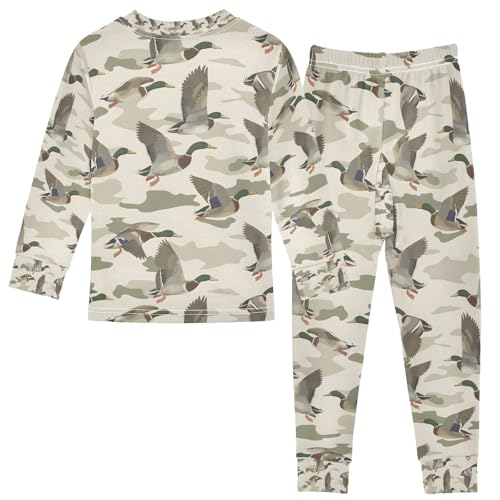 senya Wild Duck on Camouflage Pajamas Set Long Sleeve Soft Cotton Sleepwear 2 Piece2