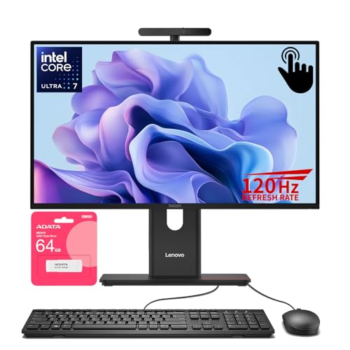 Image of Lenovo ThinkCentre M90a Gen 6 Business All-in-One, 23.8 inch FHD 120Hz Touchscreen, Intel Core Ultra 7 265 vPro, 32GB DDR5, 1TB SSD, Wi-Fi 7, DP, HDMI, 5MP IR Webcam, Windows 11 Pro, AI-Ready, w /Bundle