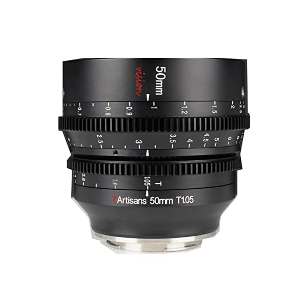 7artisans 50mm T1.05 Cine Lens for Sony-E-Mount Camera,Manual Focus Large Aperture Mirrorless Camera Lenses