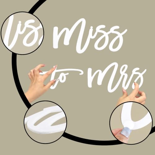 Image of Miss to Mrs Sign, Self Adhesive Miss to Mrs Letter Photo Props for Bridal Shower and Bachelorette Party, Engagement Wedding Balloon Arch (Pure White)