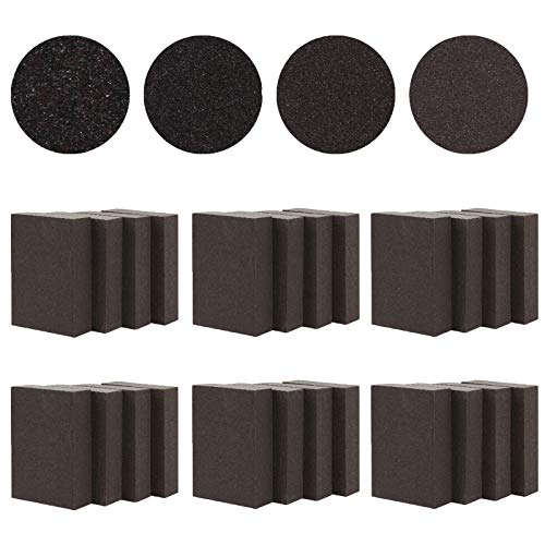 24 Pack Sanding Sponge Blocks Wet and Dry Sanding Block Coarse Medium Fine Superfine 4 Different Specifications, Washable and Reusable Sand Sponge Kit for Drywall, Metal, Wood