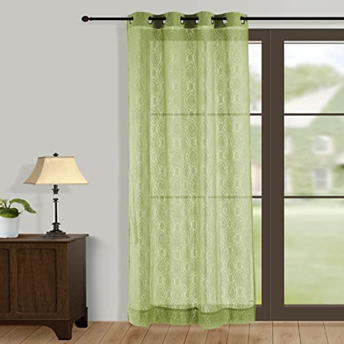 Image of Swayam 40% Blackout Polyester Window Curtain for Living Room & Bedroom | 5 Feet | Room Darkening Curtain with Eyelets | Pack of 1 | Ethnic Motif Design - Green