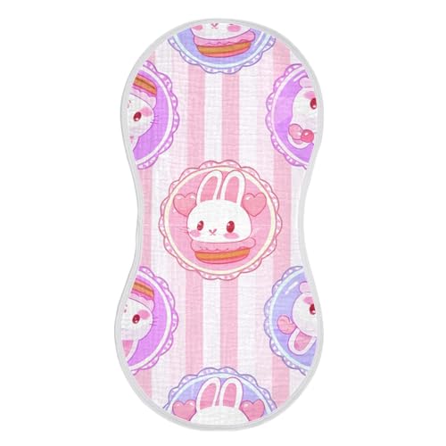 2 Pack Baby Burp Cloths, Soft Absorbent Burping Cloths for Babies, Cotton Milk Spit Up Rags, Large Size for Newborns, Baby Boys and Girls (Pastel Bunny Faces)