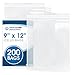 Spartan Industrial || 200 Count - 9” X 12” Self Seal Clear Cello Cellophane Resealable Poly Bags for Packaging, Clothing & T Shirts (More Sizes Available) - Reinforced