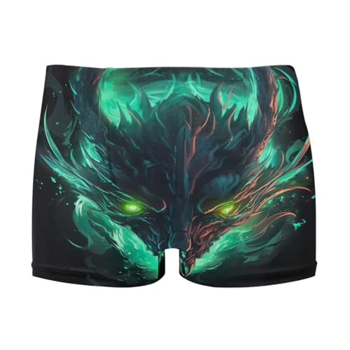 UMIRIKO Green Fire Flame Dragon Mens Swim Trunks Swimwear Bathing Suit Swim Brief Square Leg Board Short S-3XL 202b5301