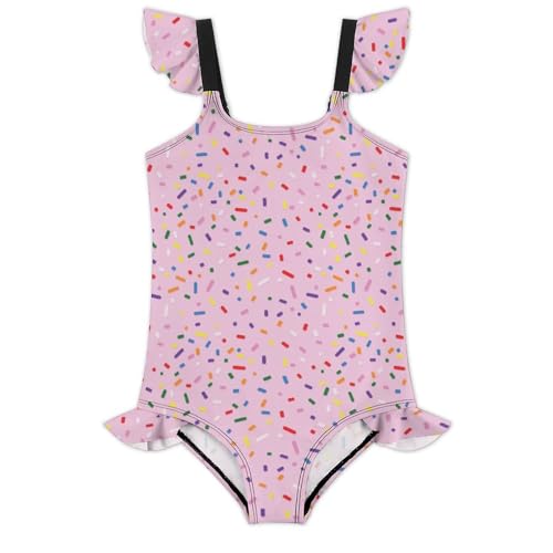 Image of Girls One Piece Swimsuit Macaroni Cheese Pasta Food Ruffles Swimwear Bathing Suits 3-12 Years