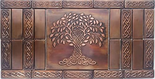 Kitchen Backsplash Tiles Set of 27 Copper Tiles Celtic Mosaic Tree of Life Wall Art (Tree of Life 1)