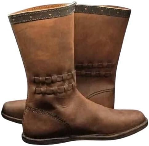 Medieval Leather Boots Renaissance SCA LARP Viking Men's Brown Long boot FKA EXPORT"