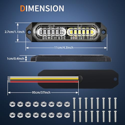Image of Nilight 8PCS LED Strobe Lights 12V 24V Amber White Sync Feature Ultra Slim | Green White 12 LED Emergency Hazard Warning Light Flashing Warning Mini Surface Mount Grille for Car Truck Camper trailer SUV