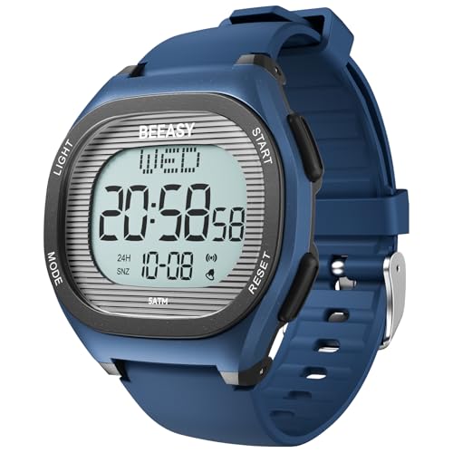 Montre étanche 5 ATM pour enfants avec chronographe et calendrier LED bleu Beeasy