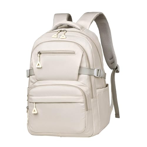 Sac à dos élégant de grande capacité beige multi-poches léger pour les étudiants en voyage