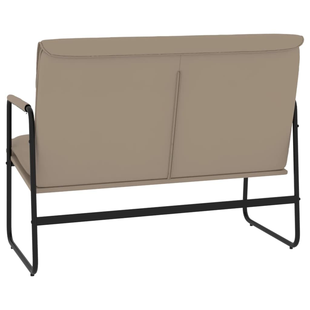 Ławka do siedzenia cappuccino ze sztucznej skóry, wyściełana metalowym stelażem, 100 x 64 x 80 cm, do jadalni, korytarza, salonu, sypialni i przedpokoju