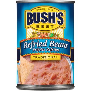 Bush's Best Refried Beans Traditonal Pinto, Source Of Plant Based Protein And Fiber, Low Fat, Gluten Free, 16 Oz #TOP8