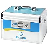 Decaller First Aid Box with Security Lock, Medical Box with Removable Tray for Drugs Storage, 10 1/2