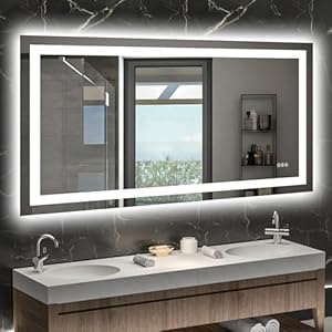 55X30 LED Bathroom Mirror with Lights, Anti-Fog, Dimmable, Backlit + Front Lit, Smart Bathroom Vanity Mirror, Memory Function, Shatterproof, Tempered Glass (Horizontal/Vertical)