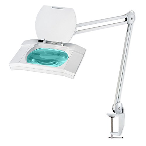 56 SMD LED Desk Clamp Magnifier Lamp - Extra-Large 7-inch x 6-inch Lens - 5-Diopter