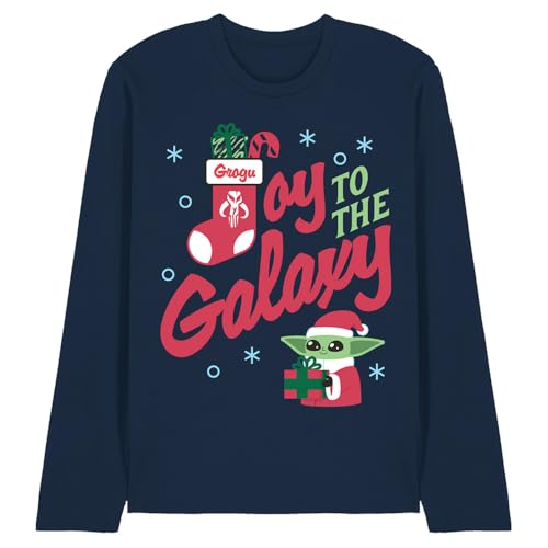 T-shirt Star Wars Grogu manches longues coton bleu marine pour hiver