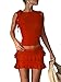 HESUUIO Women 2 Piece Skirt Set Summer Sleeveless Tank Top Low Waisted Layered Ruffle Mini Skirt Set