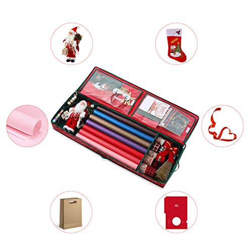 Seckon Wrapping Paper Storage Container Gift Wrapping Storage Box – Fits Up To 40" Rolls, Under-Bed Wrapping Paper Organizer For Gift Wrapping, Bags, Ribbon, And Bows #TOP5