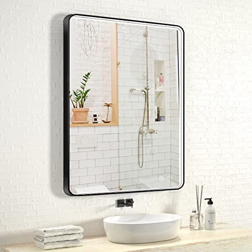 Ftoti 36X28 Inch Led Bathroom Mirror With Light,Black Metal Frame Lighted Vanity Mirror, Anti Fog Design&Dimmable&Touch Switch,Large Wall Mounted Makeup Mirror For Housewarming Gift #TOP7