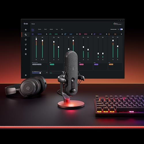 SteelSeries Alias Mic USB per PC - Capsula 3x più grande per il gioco, lo streaming e il podcasting - Cancellazione del rumore AI - LED per il mute e il monitoraggio del livello - Supporto antiurto - Immagine 1