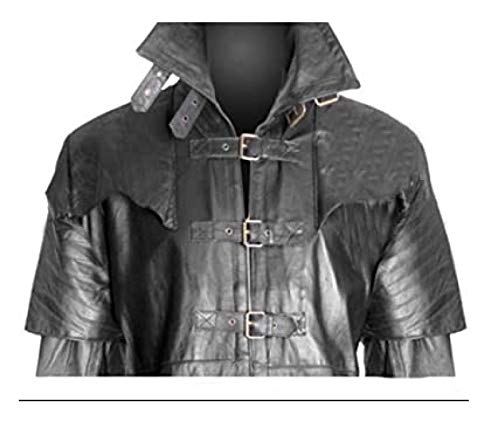 Mens Black & Brown Leather Trench Coat Goth Matrix Steampunk Gothic Van Helsing Coat3