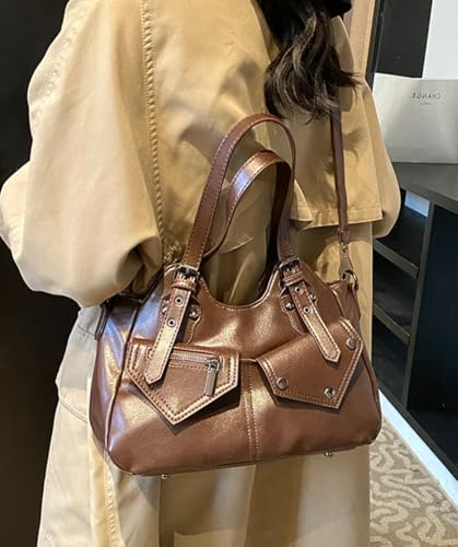 Retro Crossbody Bag For Women Satchel Bag Vegan Leather Shoulder Bags Women’s Work Purses Y2K Tote Handbag Winter Travel2