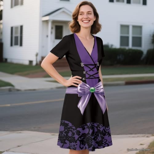 Image of Women's Summer Dresses Short Sleeve Formal Dresses with Pockets